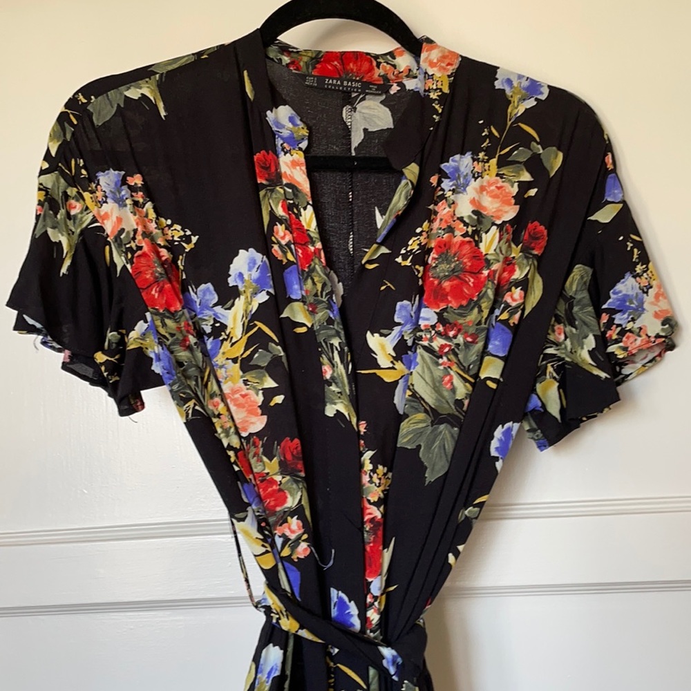 Zara floral button up dress